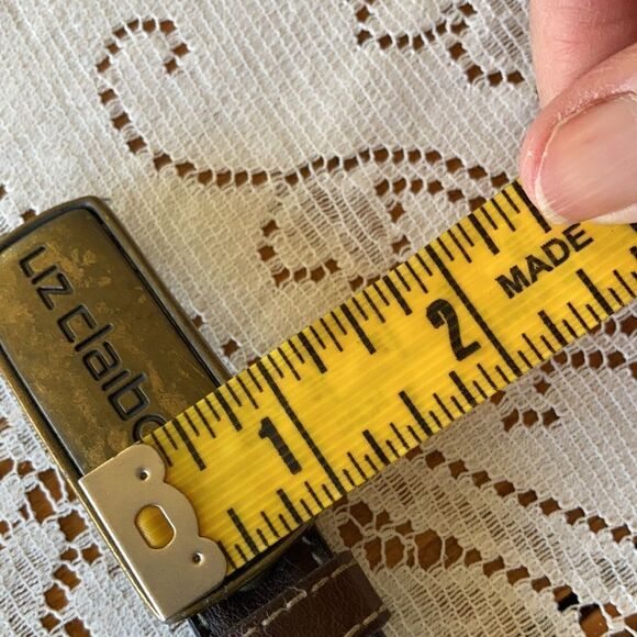 Liz Claiborne Brown Leather Belt with Bronze Buckle - Picture 8 of 11